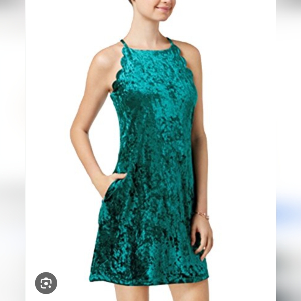 BCX Teal Scalloped Sleeveless Dress